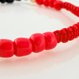 Pulsera Tejida Roja Mostacillas Ojo Turco Oro Amarillo 18K