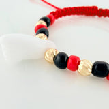 Pulsera Tejida Roja Mano Protección Oro Amarillo 18K