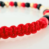 Pulsera Tejida Roja Mano Protección Oro Amarillo 18K