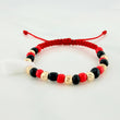 Pulsera Tejida Roja Mano Protección Oro Amarillo 18K