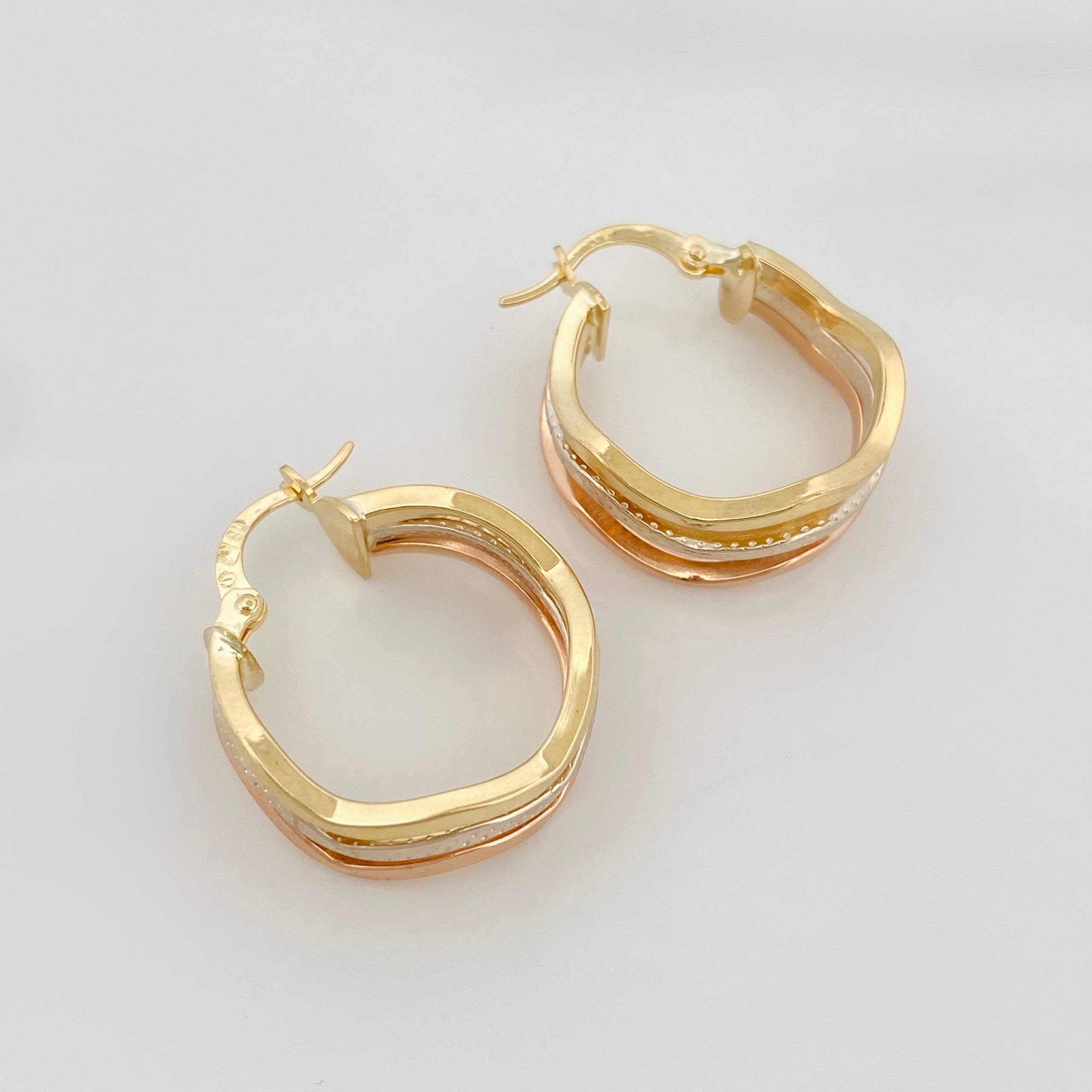 Candongas Aleja Zigzag 2.85 g / 3.5 cm Tres Oros 18K