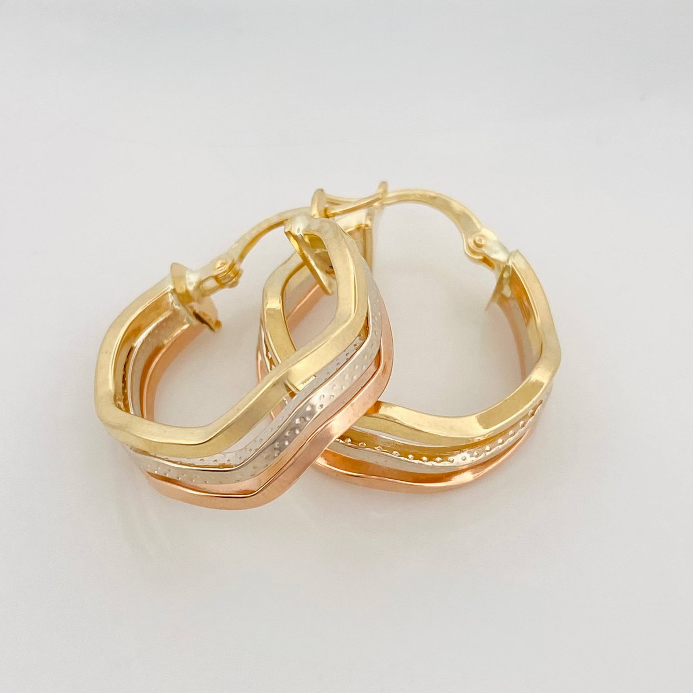Candongas Aleja Zigzag 2.85 g / 3.5 cm Tres Oros 18K