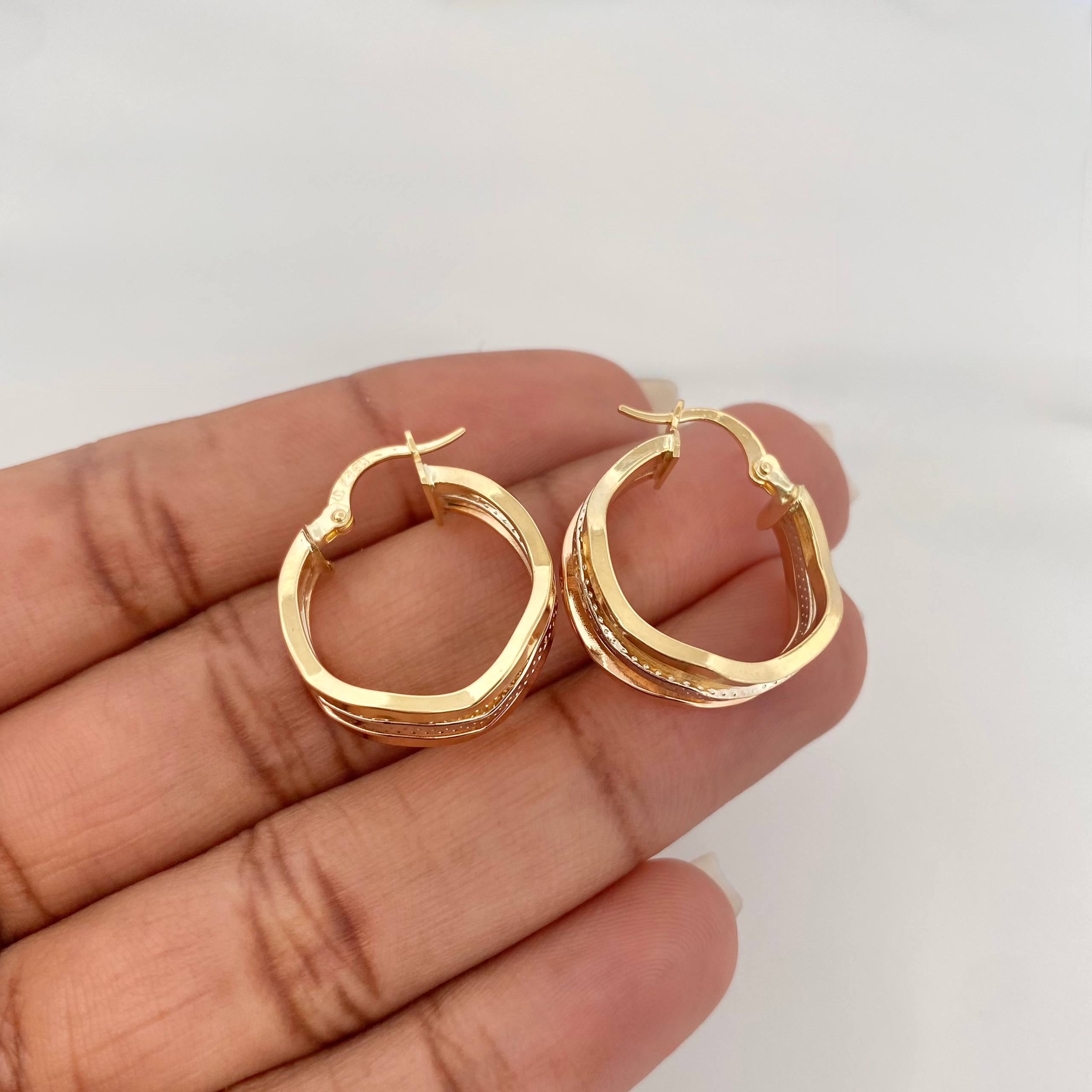 Candongas Aleja Zigzag 2.85 g / 3.5 cm Tres Oros 18K