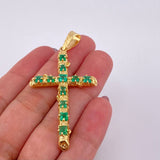 Dije Cruz Tronco Esmeraldas 5,10 Qts 6.7 g / 6.2 cm Oro Amarillo 18K