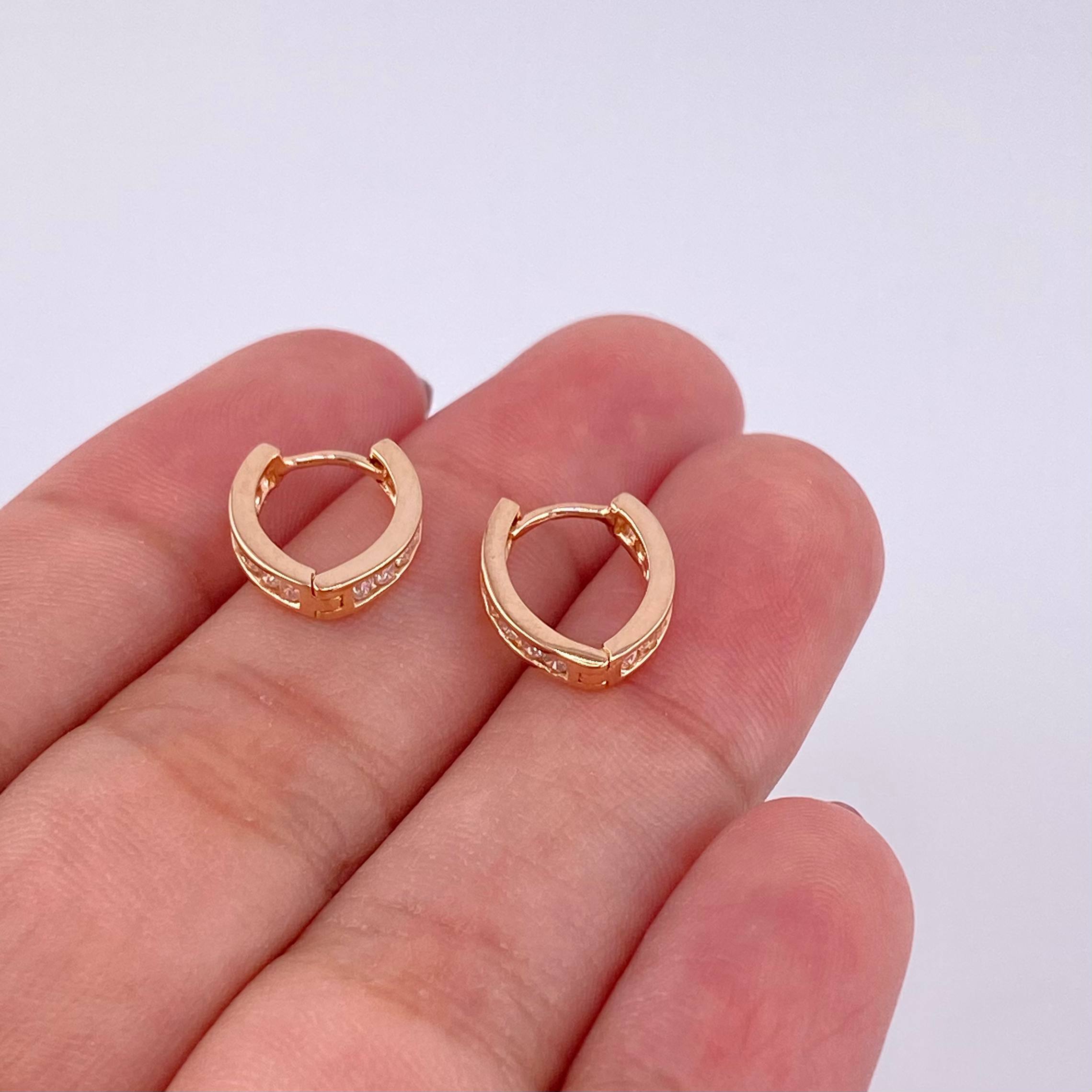 Candongas Carril en V 1.85g / 1.2cm Oro Rosa 18K