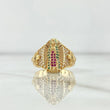 Anillo Virgen Guadalupe Cruces 6.9gr / T5 1/2 / Circones Blancos Verdes Y Fucsias Oro Amarillo 18K