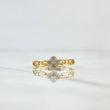 Anillo Flor Punteada Eslabones Huecos 2gr / T7 1/4 / Circones Blancos Oro Amarillo 18K