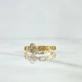 Anillo Flor Punteada Eslabones Huecos 2gr / T7 1/4 / Circones Blancos Oro Amarillo 18K