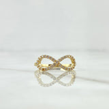 Anillo Silueta Infinito Basteado 1.3gr / T5 1/2 / Circones Blancos Oro Amarillo 18K