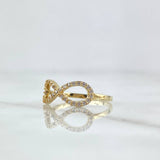 Anillo Silueta Infinito Basteado 1.3gr / T5 1/2 / Circones Blancos Oro Amarillo 18K