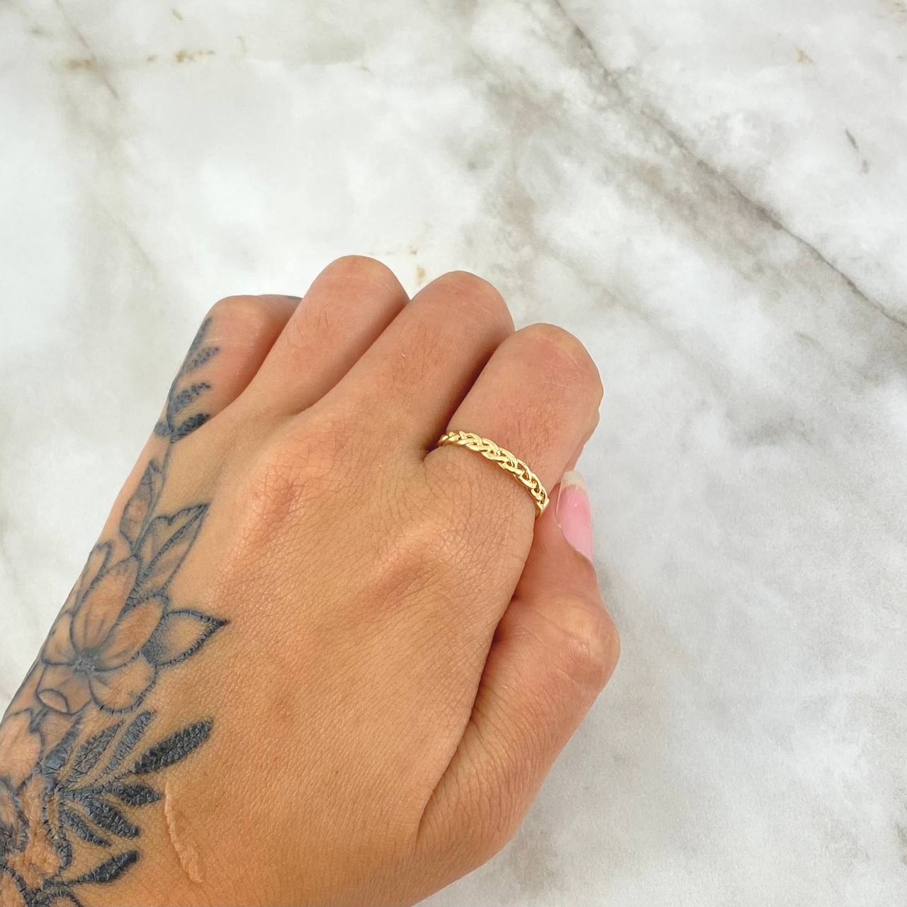 Anillo Media Trenza 1.35gr / T6 1/2 / Oro Amarillo 18K