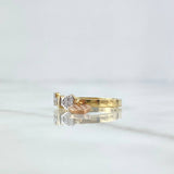 Anillo Corazón Colgante 2.3gr / T6 3/4 / Circones Blancos Tres Oros 18K
