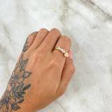 Anillo Corazón Colgante 2.3gr / T6 3/4 / Circones Blancos Tres Oros 18K