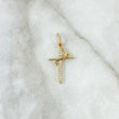 Dije Cruz FE 1.45gr / 2.8cm / Circones Blancos Oro Amarillo 18K