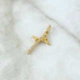 Dije Cruz FE 1.4gr / 2.8cm / Circones Blancos Oro Amarillo 18K