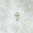 Herraje Cruz Basteada 0.8gr / 1.8cm / Circones Blancos Oro Amarillo 18K