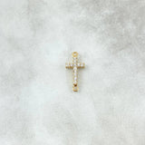 Herraje Cruz Basteada 0.8gr / 1.8cm / Circones Blancos Oro Amarillo 18K