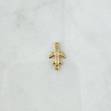 Herraje Avión Medio Basteado 0.85gr / 1.5cm / Circones Blancos Oro Amarillo 18K