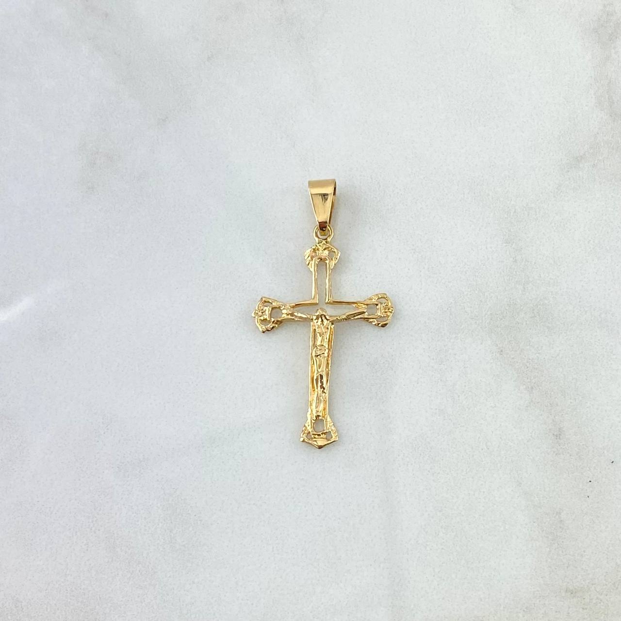 Dije Cruz de Liz Basteada 1.6gr / 4cm / Oro Amarillo 18K