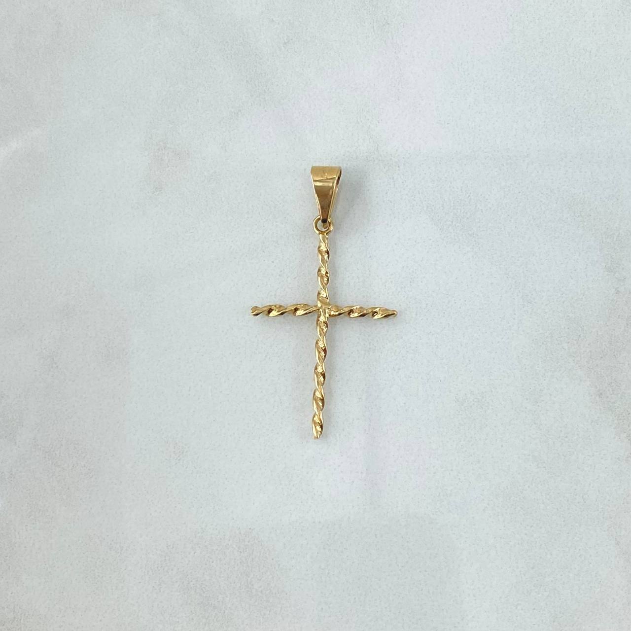 Dije Cruz Espiral 1.1gr / 3.7cm / Cargador Liso Oro Amarillo 18K