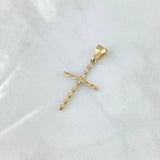 Dije Cruz Espiral 1.1gr / 3.7cm / Cargador Liso Oro Amarillo 18K