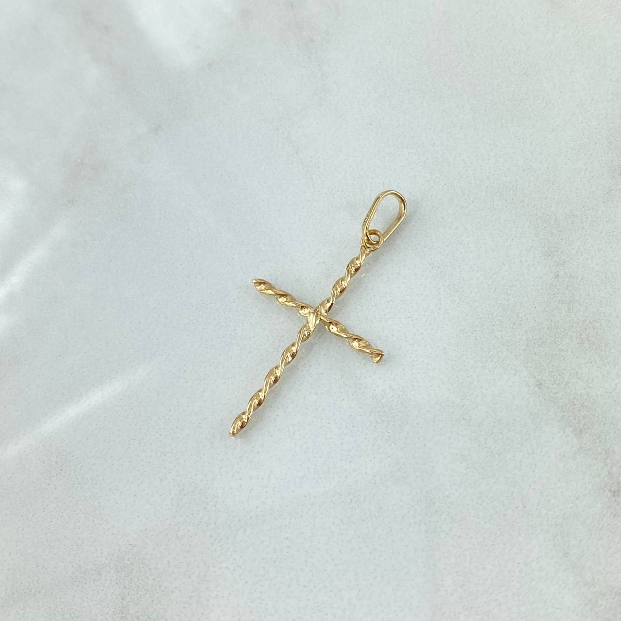 Dije Cruz Espiral 0.9gr / 3.6cm / Oro Amarillo 18K