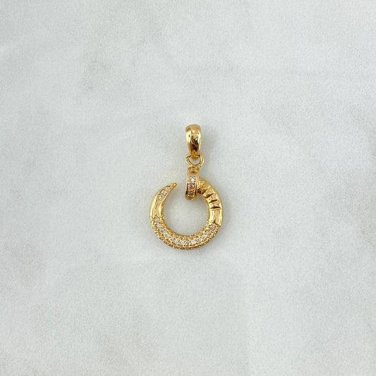 Dije Clavo Perfilado 2.55gr / 2.7cm / Circones Blancos Oro Amarillo 18K