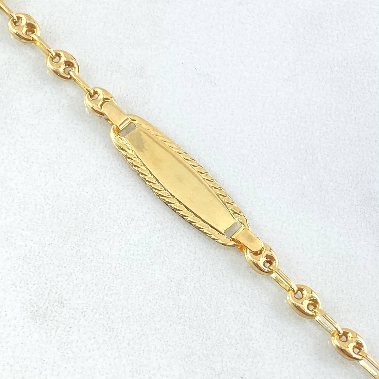 Pulso Bebé GC Placa Rectangular Ovalada 2gr / 13.5cm-15cm / Oro Amarillo 18K