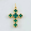 Dije Cruz Trebol Verde 2.25gr / 3cm / Oro Amarillo Nac.Esp. 18K ©