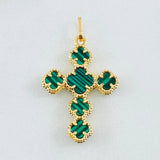 Dije Cruz Trebol Verde 2.05gr / 3cm / Oro Amarillo Nac.Esp. 18K ©