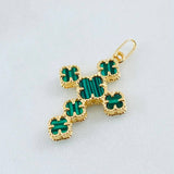 Dije Cruz Trebol Verde 2.05gr / 3cm / Oro Amarillo Nac.Esp. 18K ©