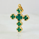 Dije Cruz Trebol Verde 2.05gr / 3cm / Oro Amarillo Nac.Esp. 18K ©