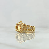 Anillo Correa Corona RX 10.65gr / T9 1/2 / Circones Blancos Oro Amarillo 18K