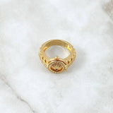 Anillo Correa Corona RX 10.65gr / T9 1/2 / Circones Blancos Oro Amarillo 18K