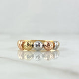 Anillo Trio de Bolas 1.6gr / T7 3/4 / 5mm Bolas Diamantadas Tres Oros 18K