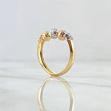 Anillo Trio de Bolas 1.6gr / T7 3/4 / 5mm Bolas Diamantadas Tres Oros 18K