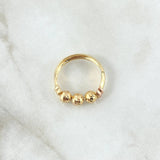 Anillo Trio de Bolas 1.65gr / T8 1/4 / 5mm Bolas Diamantadas Dos Oros Amarillo Rosa 18K