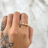 Anillo Trio De Bolas 1.6gr / T7 / 5mm Bolas Diamantadas Dos Oros Amarillo Rosa 18K *