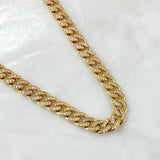 Cadena Cubana Tupida 46.7gr / 60cm / 8mm Broche Cajon Circones Blancos Oro Amarillo Nac.Esp. 18K