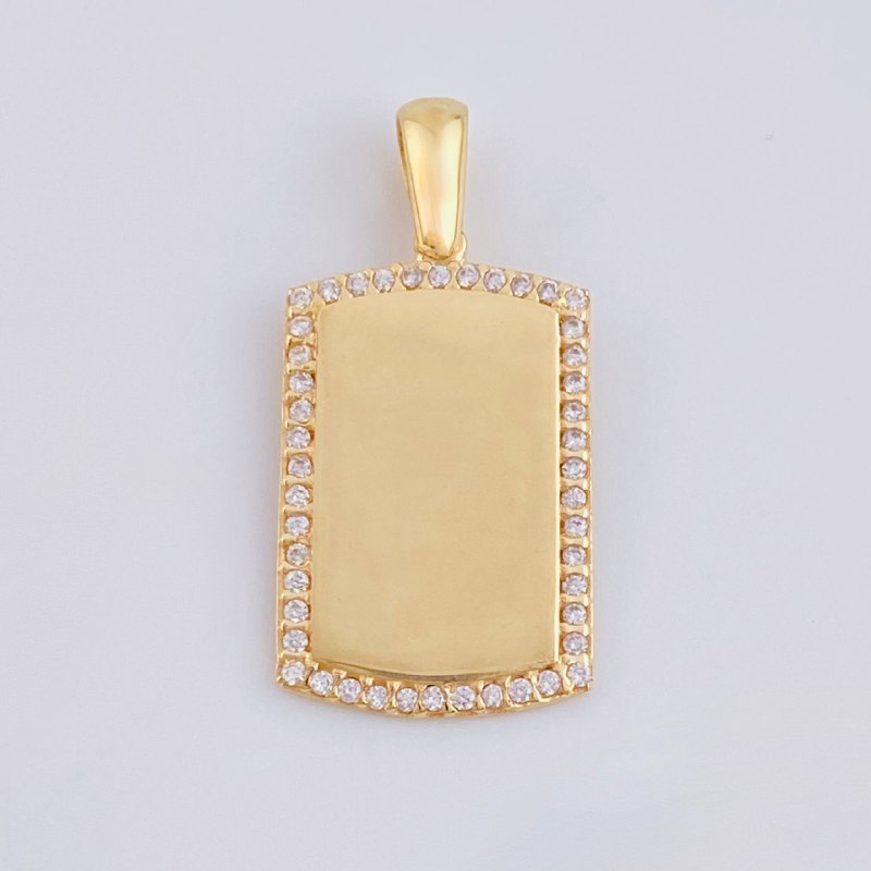 Dije Placa Rectangular Ovalada 2.5gr / 2.8cm / Oro Amarillo 18K *