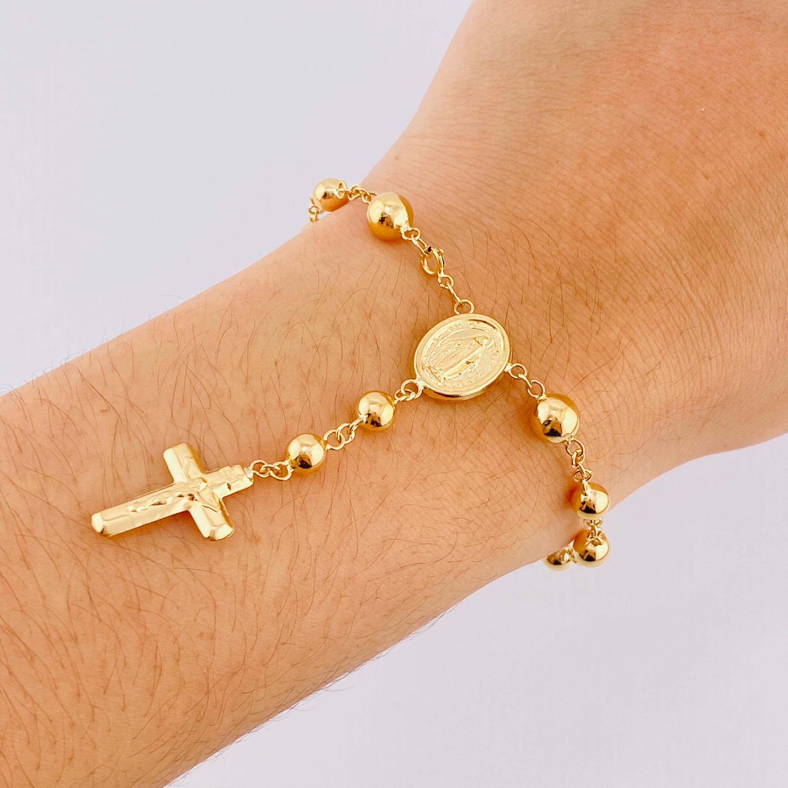 Pulso Denario Virgen Milagrosa 4.55gr / 17cm / 5mm Oro Amarillo 18K