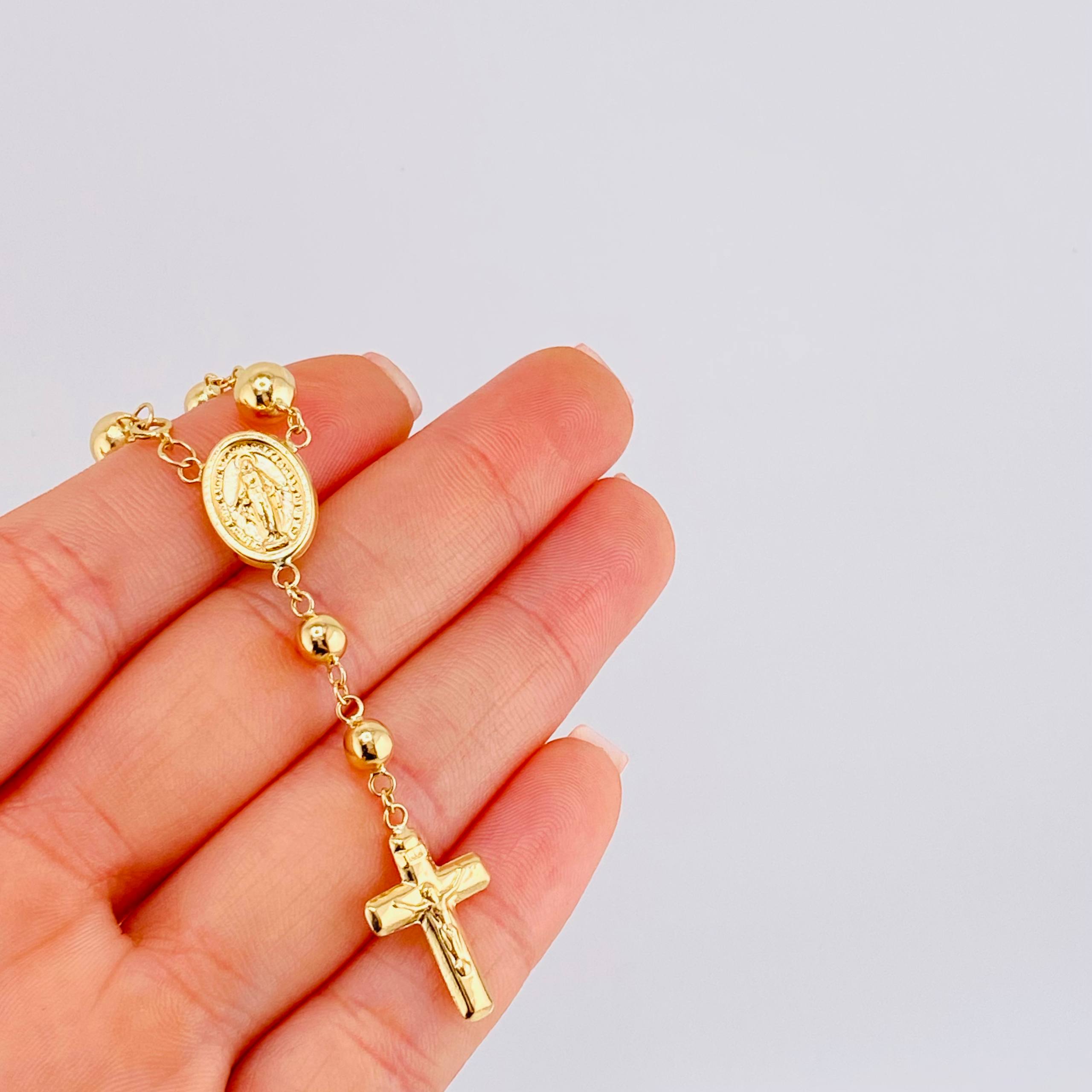 Pulso Denario Virgen Milagrosa 4.45gr / 18.5cm / 5mm Oro Amarillo 18K