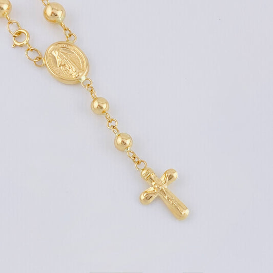 Tobillera Denario Virgen Milagrosa Cruz Cristo 4.5gr / 29cm / 4mm - 5mm Oro Amarillo 18K