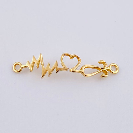 Herraje Corazon Electrocardiograma 0.8gr / 2.9cm / Oro Amarillo 18K