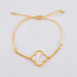 Pulsera Beige Trebol Blanco Cajón 3gr / Oro Amarillo 18K