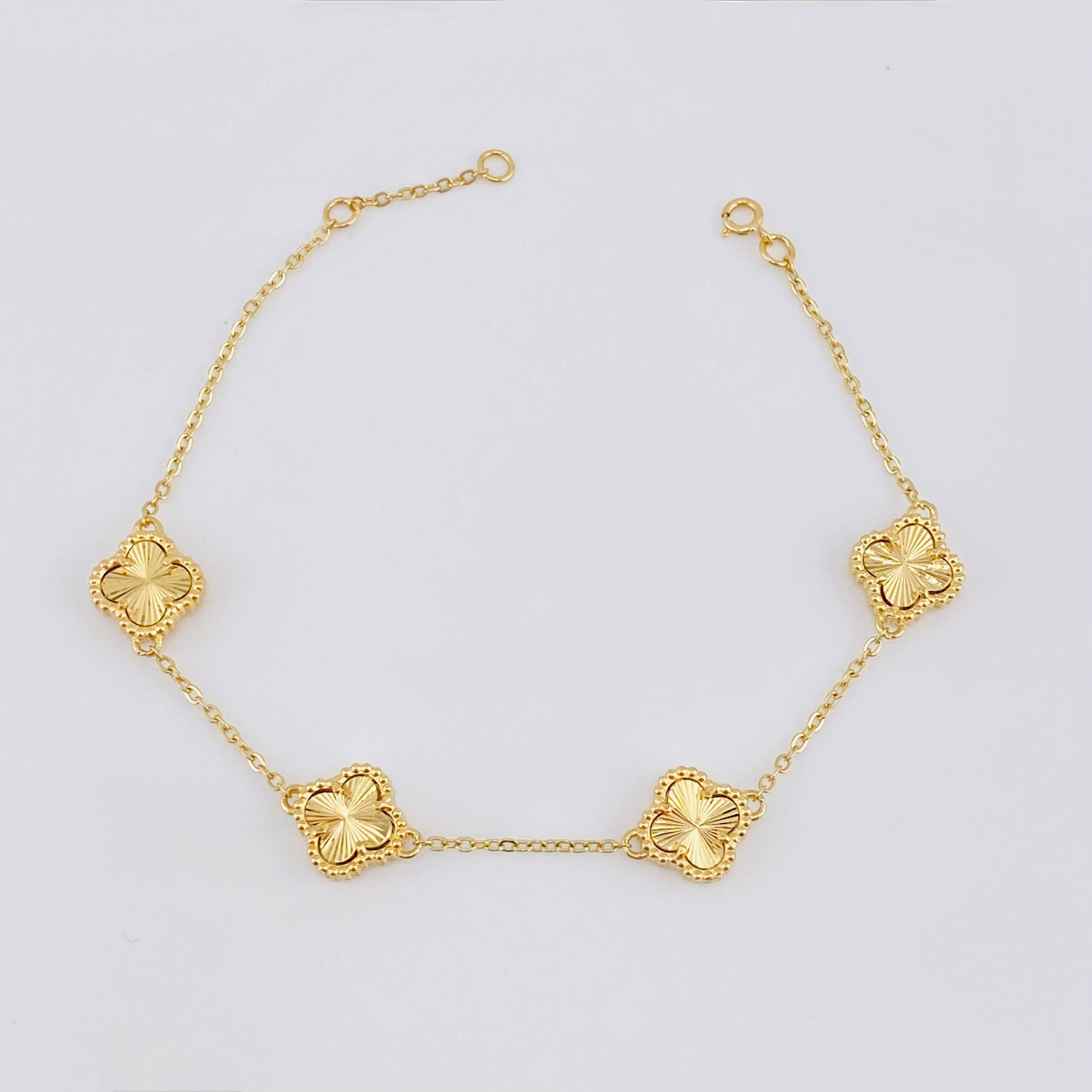 Pulso Trebol Dorado 5.9gr / 18cm-19.5cm / 1.4mm Oro Amarillo Nac.Esp. 18K *