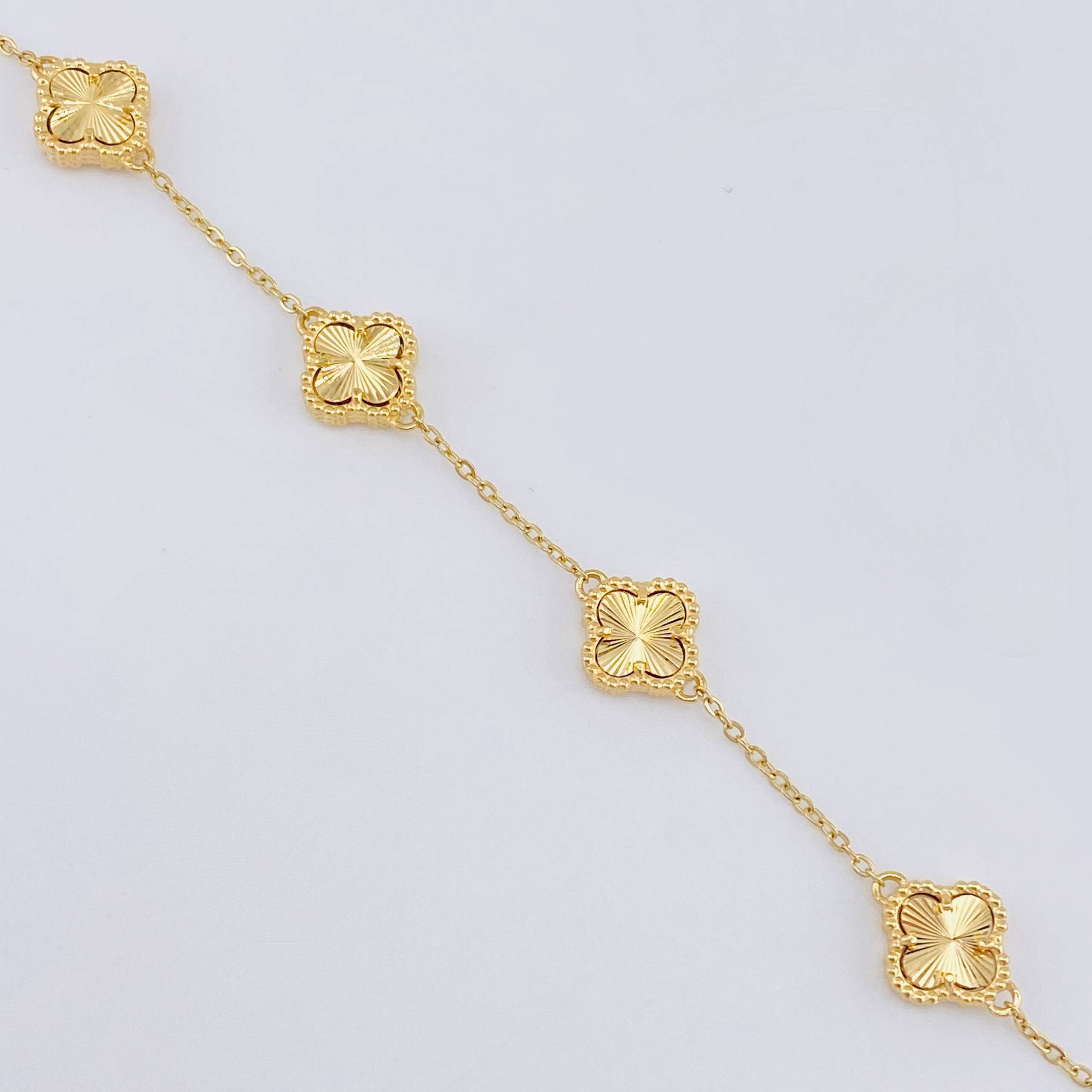 Pulso Trebol Dorado Aro Seguido 6.05gr / 17.5cm-19.5cm / 1.4mm Oro Amarillo Nac.Esp. 18K ©