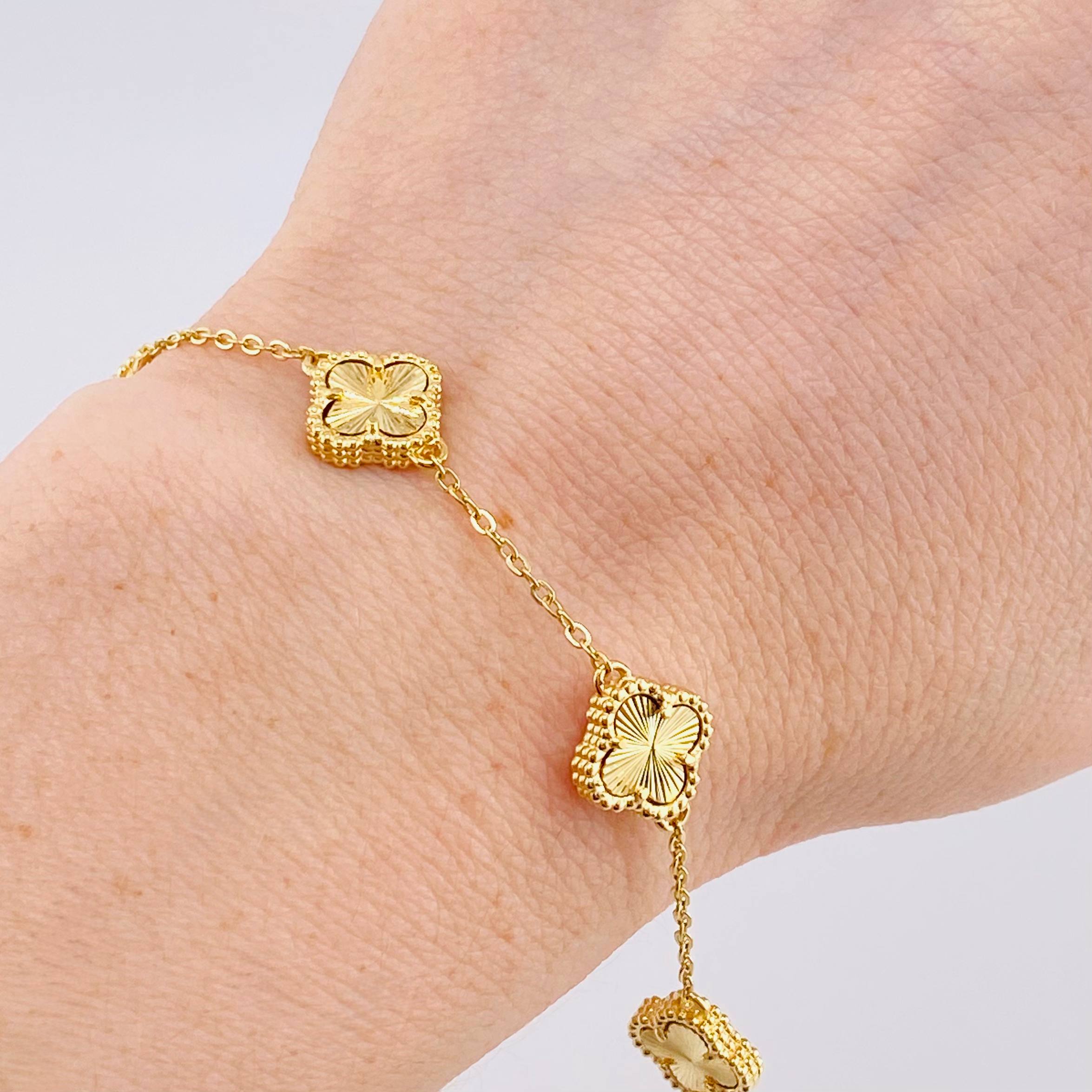 Pulso Trebol Dorado 5.9gr / 18cm-19.5cm / 1.4mm Oro Amarillo Nac.Esp. 18K *