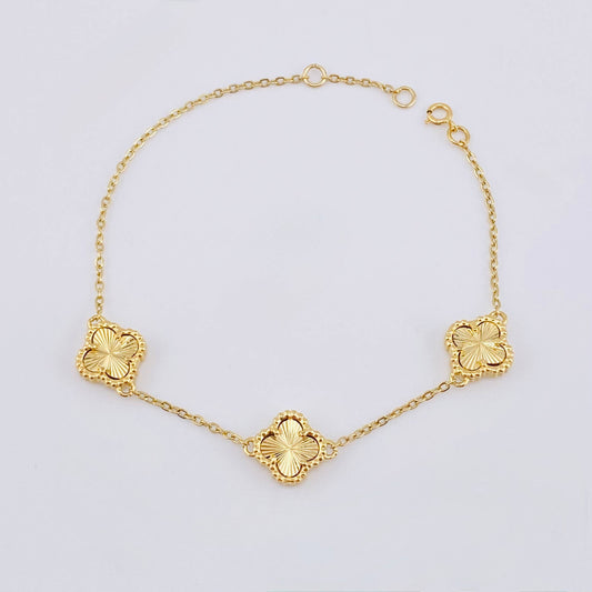 Pulso Trebol Dorado 4.5gr / 16.5cm-18cm / 1.4mm Oro Amarillo Nac.Esp. 18K *