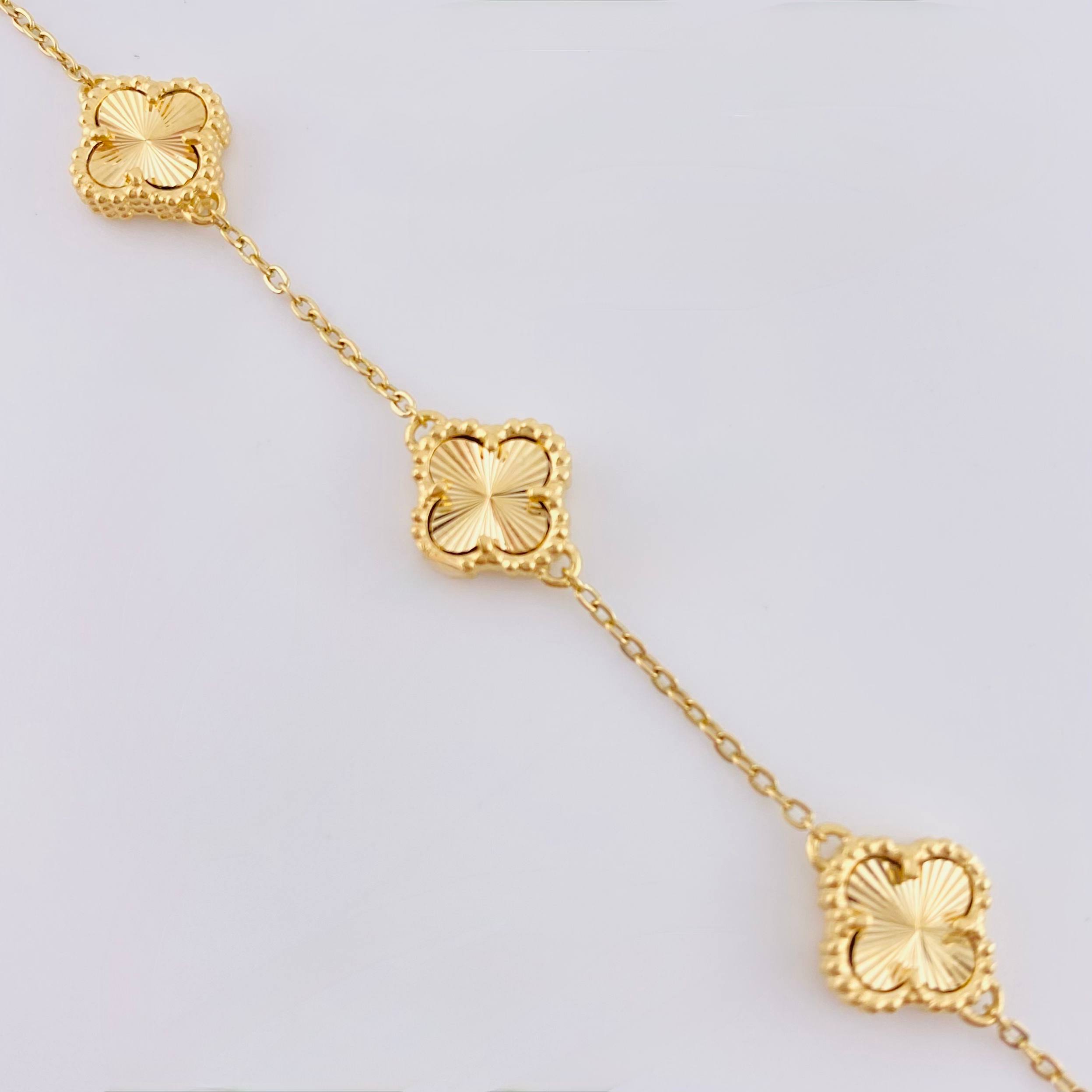 Pulso Trebol Dorado Aro Seguido 4.55gr / 16.5cm-18.5cm / 1.4mm Oro Amarillo Nac.Esp. 18K ©
